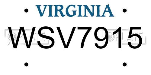 WSV7915 Virginia License Plate