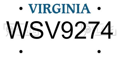 WSV9274 Virginia License Plate