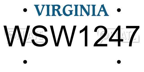 WSW1247 Virginia License Plate
