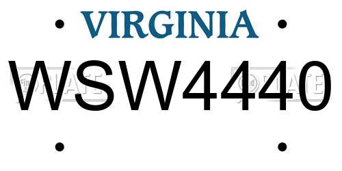 WSW4440 Virginia License Plate
