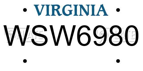 WSW6980 Virginia License Plate