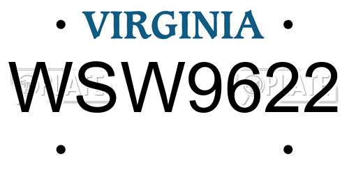 WSW9622 Virginia License Plate