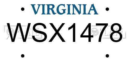 WSX1478 Virginia License Plate