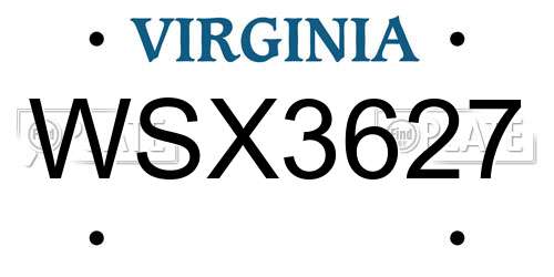 WSX3627 Virginia License Plate