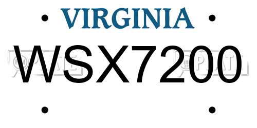 WSX7200 Virginia License Plate