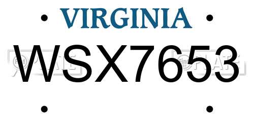 WSX7653 Virginia License Plate