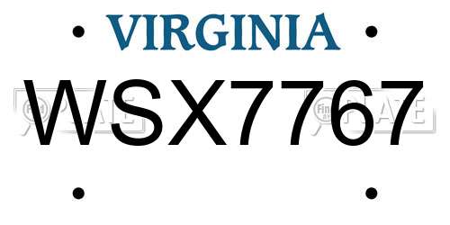 WSX7767 Virginia License Plate