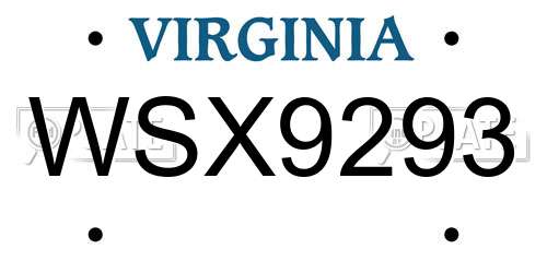 WSX9293 Virginia License Plate