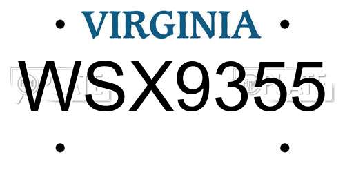 WSX9355 Virginia License Plate