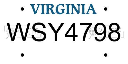 WSY4798 Virginia License Plate