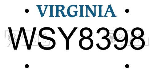 WSY8398 Virginia License Plate