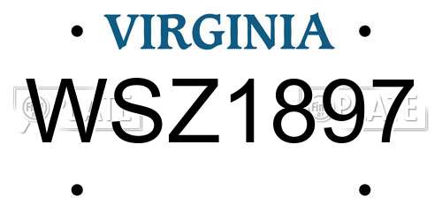 WSZ1897 Virginia License Plate