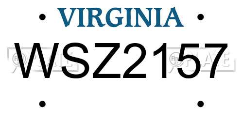WSZ2157 Virginia License Plate