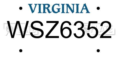 WSZ6352 Virginia License Plate