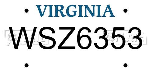 WSZ6353 Virginia License Plate
