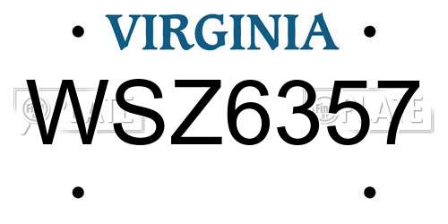 WSZ6357 Virginia License Plate