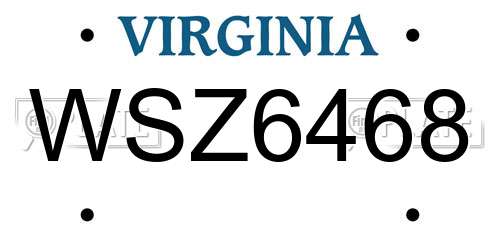 WSZ6468 Virginia License Plate