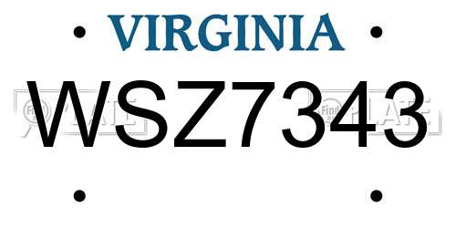 WSZ7343 Virginia License Plate