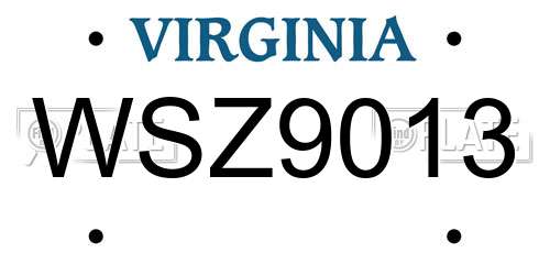 WSZ9013 Virginia License Plate