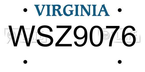 WSZ9076 Virginia License Plate