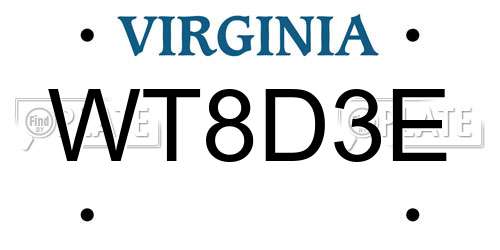 WT8D3E Virginia License Plate