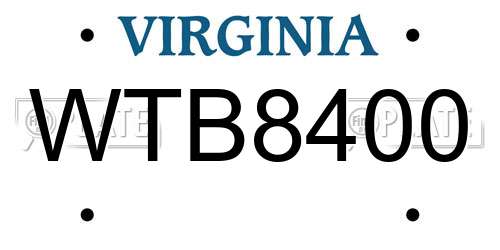 WTB8400 Virginia License Plate