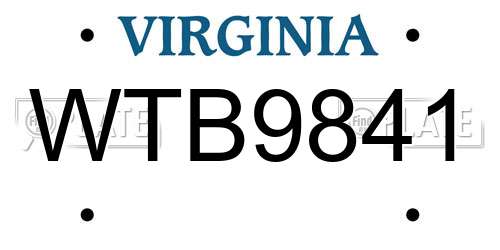 WTB9841 Virginia License Plate