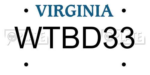 WTBD33 Virginia License Plate