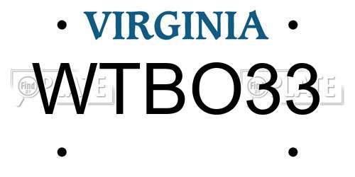 WTBO33 Virginia License Plate