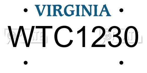 WTC1230 Virginia License Plate