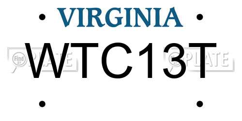 WTC13T Virginia License Plate