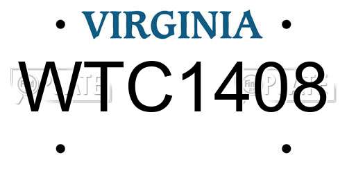 WTC1408 Virginia License Plate