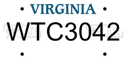 WTC3042 Virginia License Plate