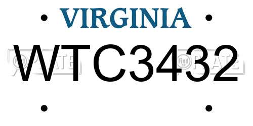 WTC3432 Virginia License Plate