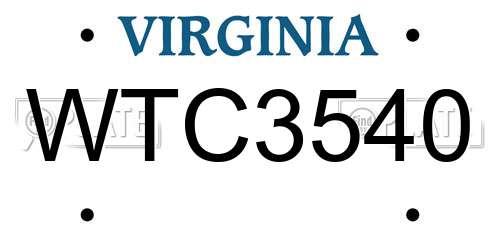 WTC3540 Virginia License Plate