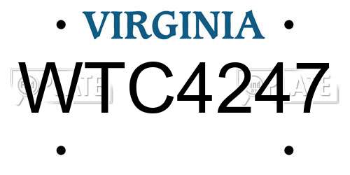 WTC4247 Virginia License Plate