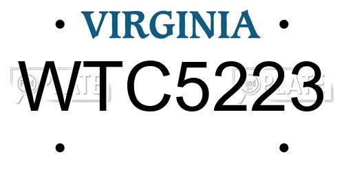 WTC5223 Virginia License Plate