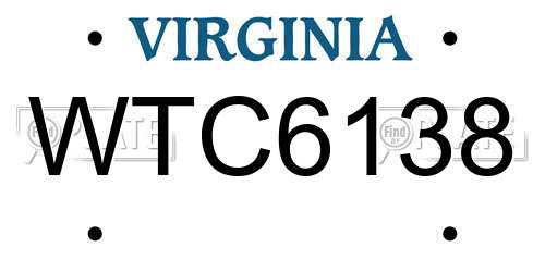 WTC6138 Virginia License Plate