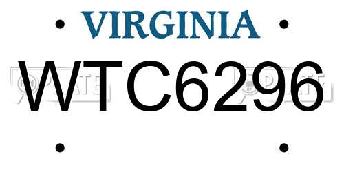 WTC6296 Virginia License Plate