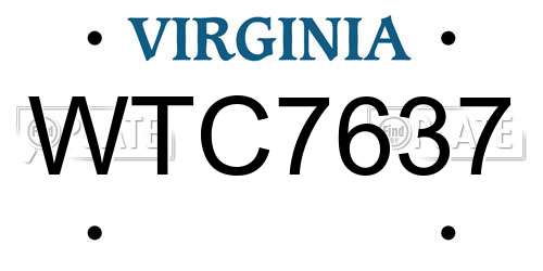 WTC7637 Virginia License Plate