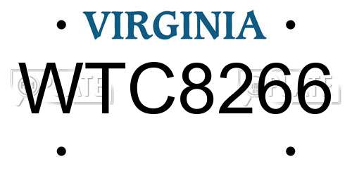 WTC8266 Virginia License Plate