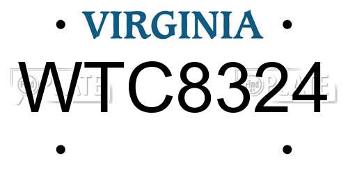 WTC8324 Virginia License Plate