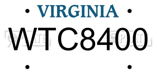 WTC8400 Virginia License Plate