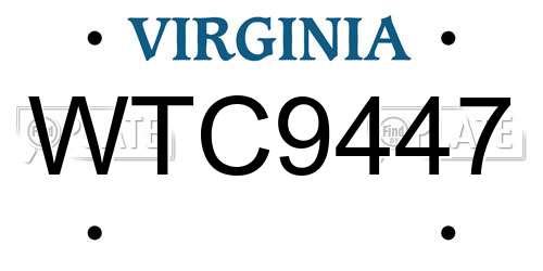 WTC9447 Virginia License Plate
