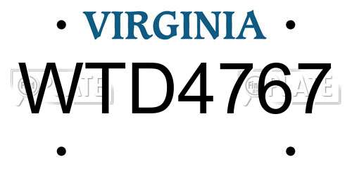 WTD4767 Virginia License Plate