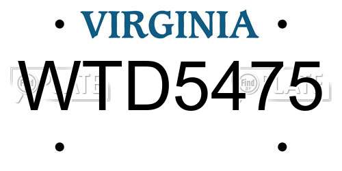 WTD5475 Virginia License Plate