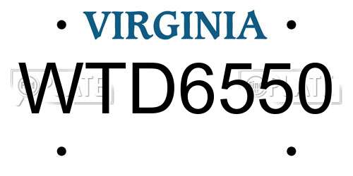 WTD6550 Virginia License Plate