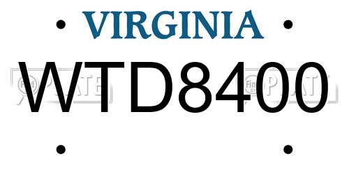 WTD8400 Virginia License Plate