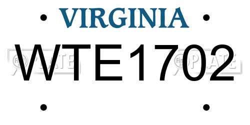 WTE1702 Virginia License Plate