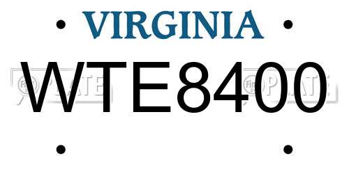 WTE8400 Virginia License Plate